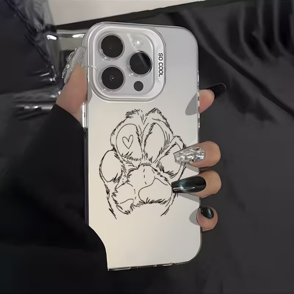 Mini Pc Case - Dog Paw Print IMD Material Silvery
